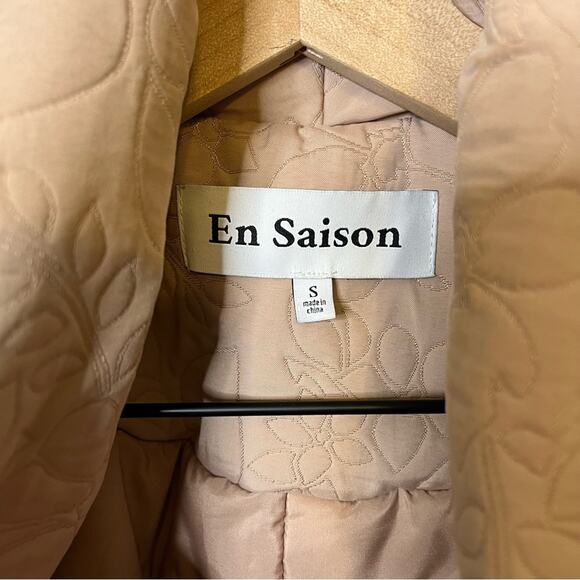 En Saison Peony Journee Jacket Pink Floral Embossed Jacket Coat Tie Waist Size S - Picture 8 of 9